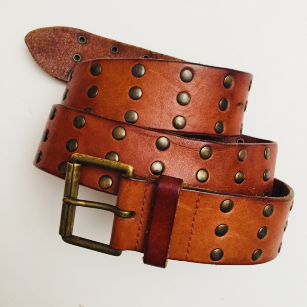 Vintage studded leather belt